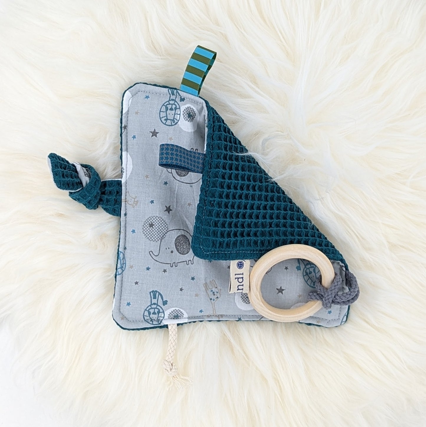 LETZTE CHANCE Knistertuch, Löwe & Elefant, Waffelpiqué