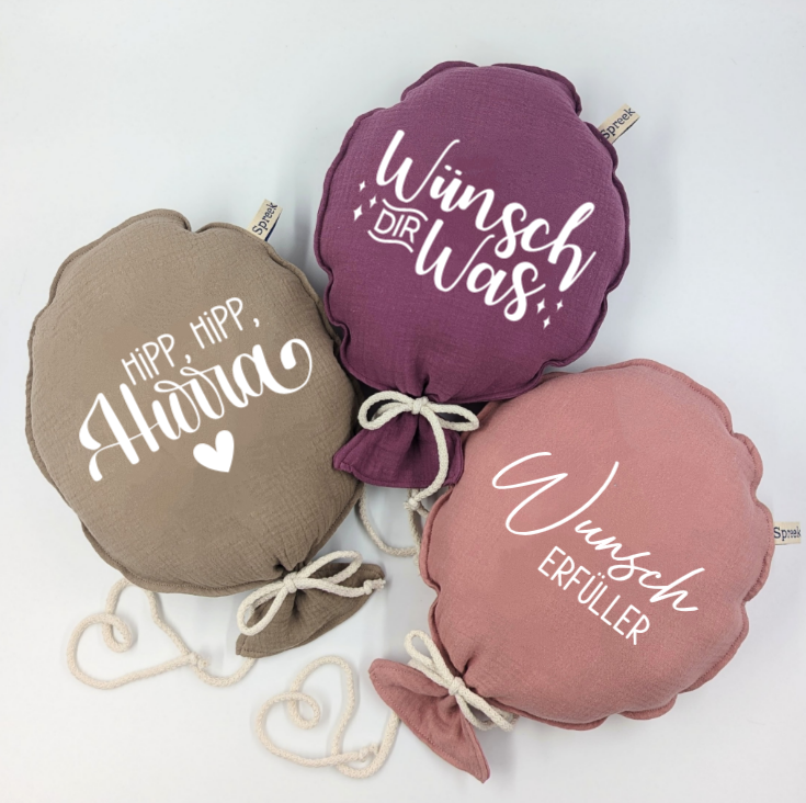 Stoffballon, WUNSCHERFÜLLER, Wunschfarbe + Text personalisierbar
