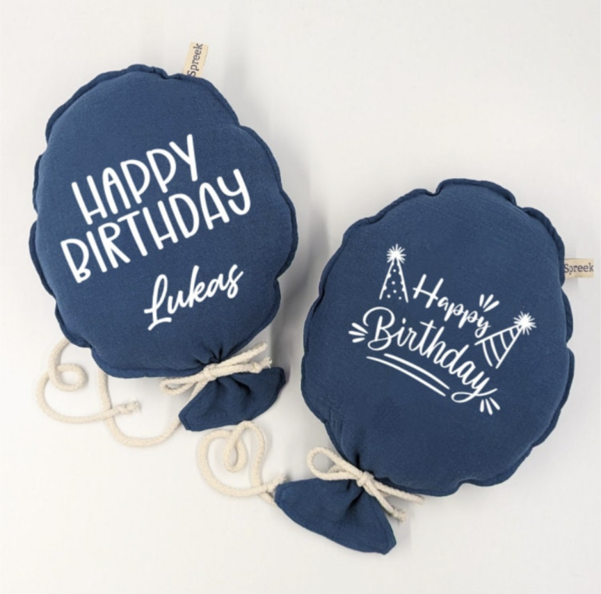 Stoffballon, HAPPY BIRTHDAY + Name, Wunschfarbe + Text personalisierbar