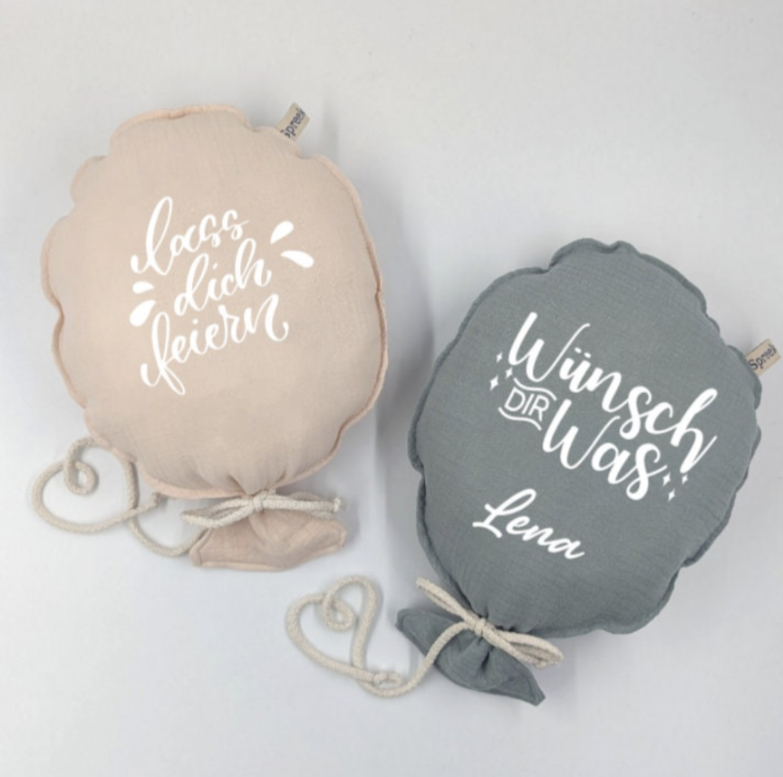 Stoffballon, LASS DICH FEIERN, Wunschfarbe + Text personalisierbar