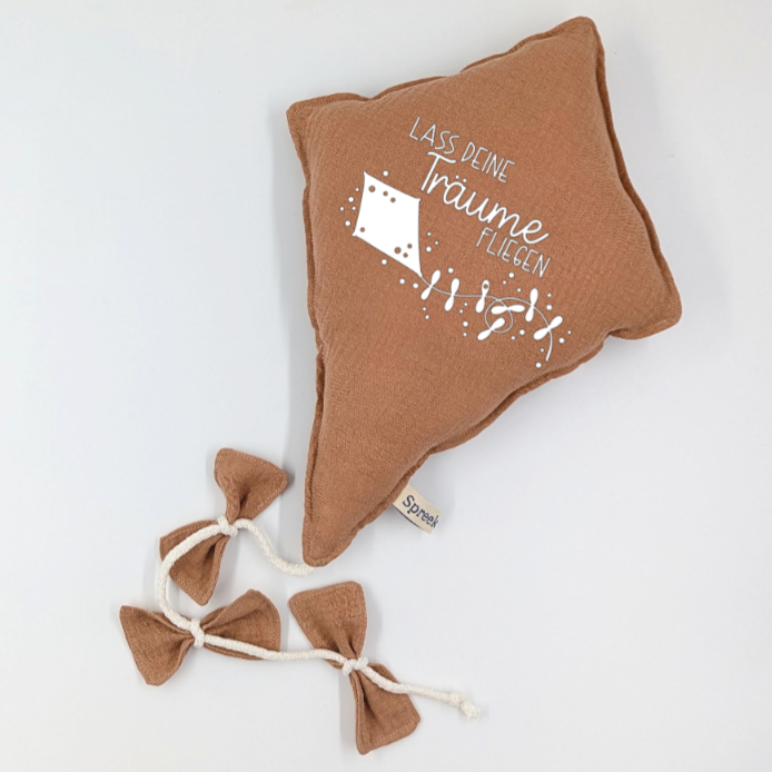 Stoffdrachen, LASS DEINE TRÄUME FLIEGEN, Wunschfarbe (uni)