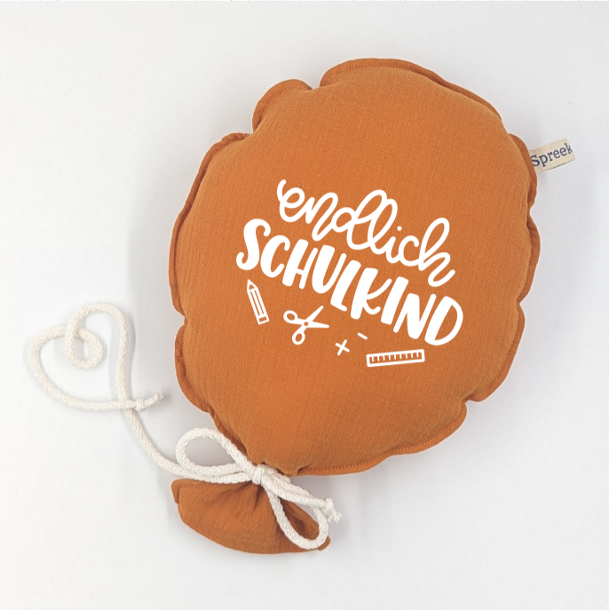 Stoffballon, Endlich Schulkind, Wunschfarbe + Text personalisierbar
