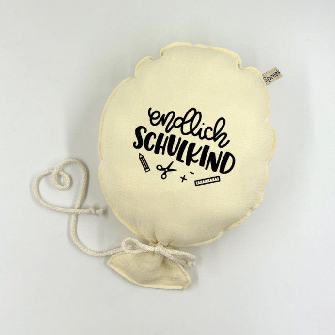 Stoffballon, Endlich Schulkind, Wunschfarbe + Text personalisierbar