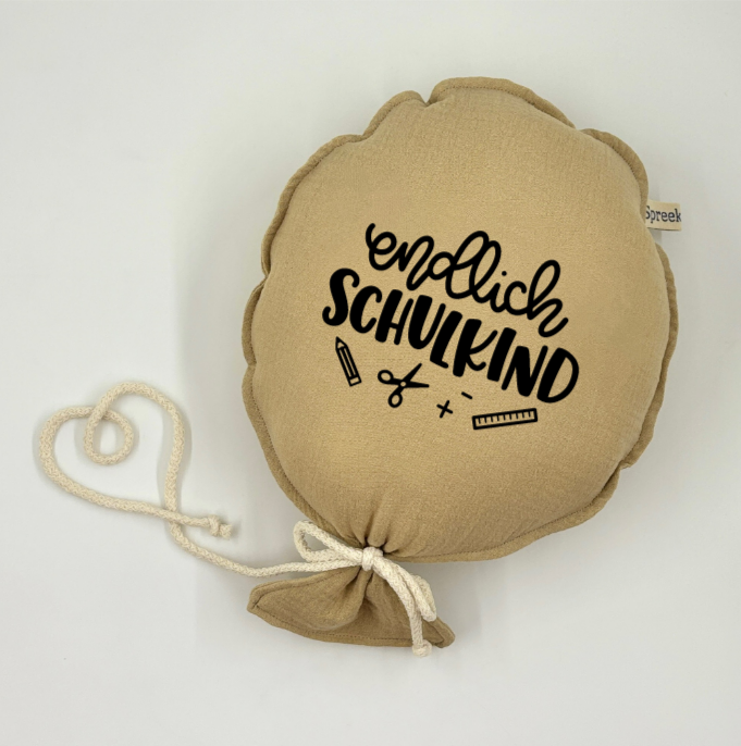 Stoffballon, Endlich Schulkind, Wunschfarbe + Text personalisierbar
