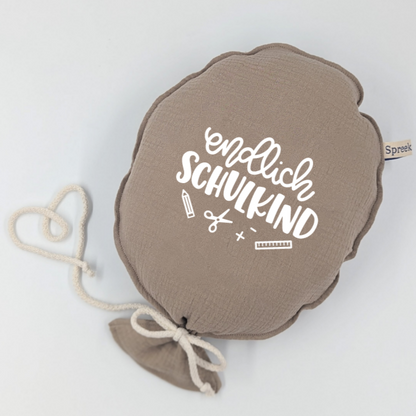Stoffballon, Endlich Schulkind, Wunschfarbe + Text personalisierbar