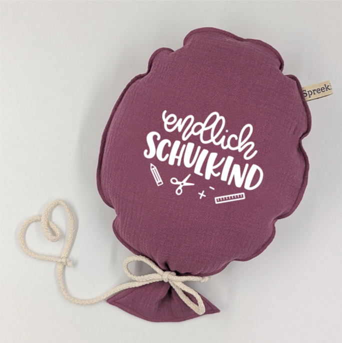 Stoffballon, Endlich Schulkind, Wunschfarbe + Text personalisierbar