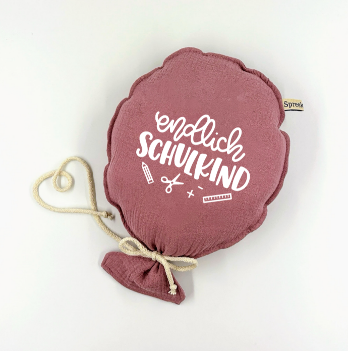 Stoffballon, Endlich Schulkind, Wunschfarbe + Text personalisierbar