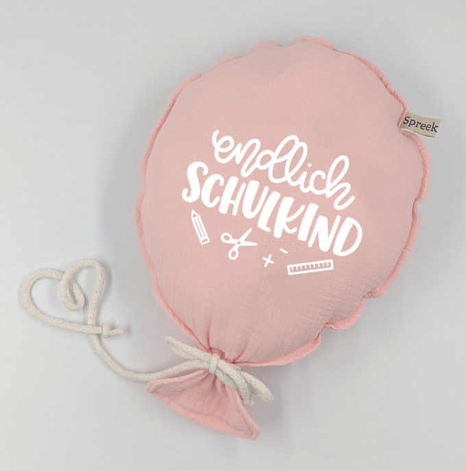 Stoffballon, Endlich Schulkind, Wunschfarbe + Text personalisierbar