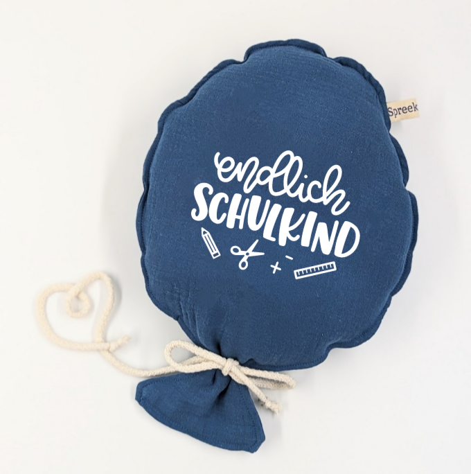 Stoffballon, Endlich Schulkind, Wunschfarbe + Text personalisierbar