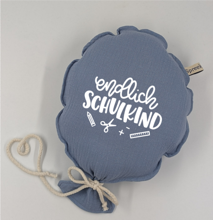 Stoffballon, Endlich Schulkind, Wunschfarbe + Text personalisierbar