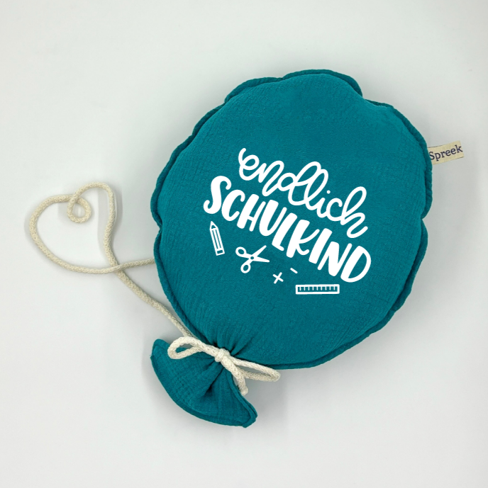 Stoffballon, Endlich Schulkind, Wunschfarbe + Text personalisierbar