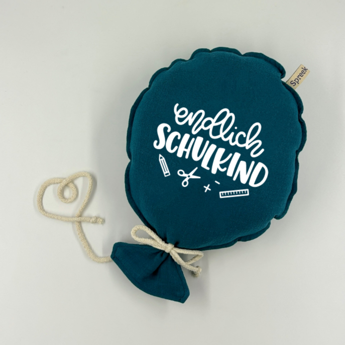 Stoffballon, Endlich Schulkind, Wunschfarbe + Text personalisierbar