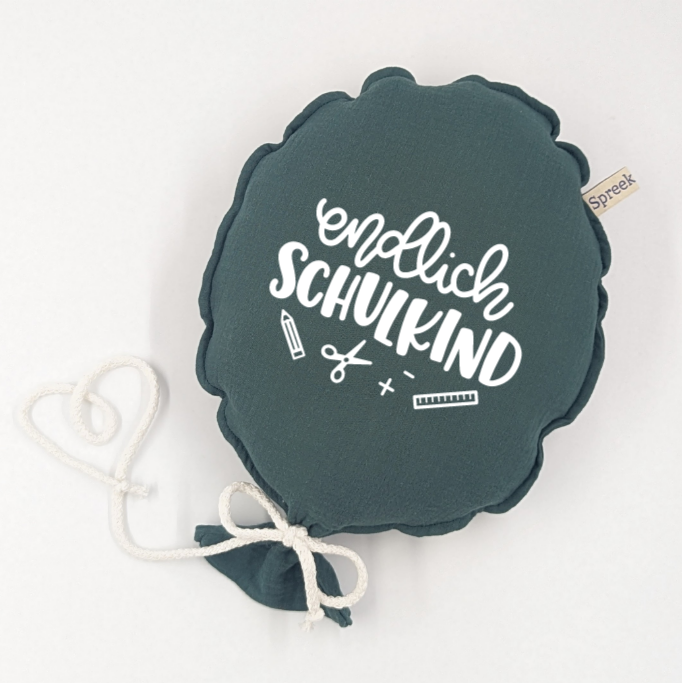 Stoffballon, Endlich Schulkind, Wunschfarbe + Text personalisierbar