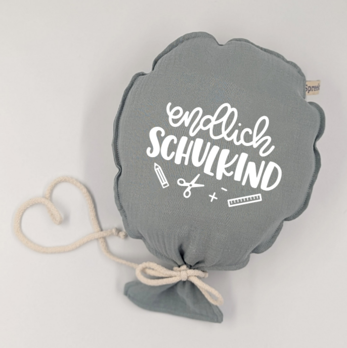Stoffballon, Endlich Schulkind, Wunschfarbe + Text personalisierbar